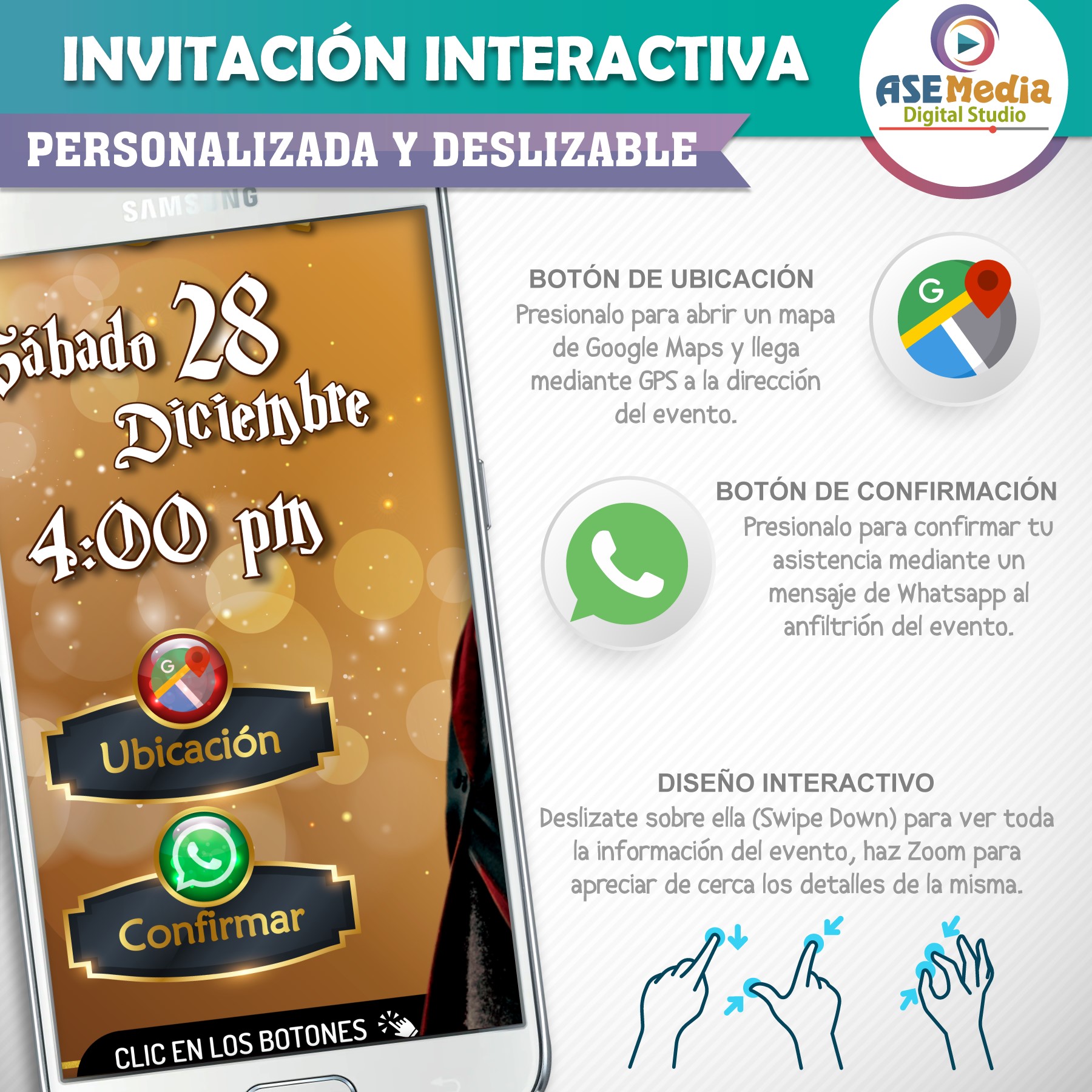 Harry Potter Carta Hogwarts – Invitación Interactiva de Cumpleaños para WhatsApp
