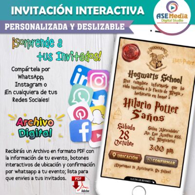 Harry Potter Mapa Merodeador – Invitación Interactiva de Cumpleaños para WhatsApp