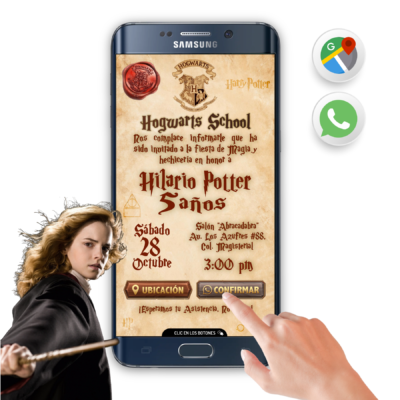 Harry Potter Carta Hogwarts – Invitación Interactiva de Cumpleaños para WhatsApp