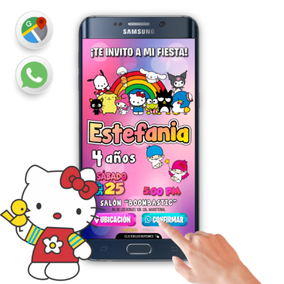 Hello Kitty y Amigos – Invitación Interactiva de Cumpleaños para WhatsApp