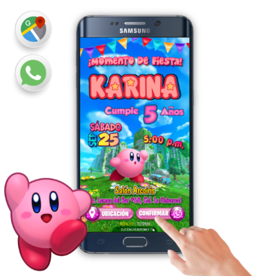 Kirby – Invitación Interactiva de Cumpleaños para WhatsApp