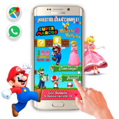 Mario Bros y Princesa Peach – Invitación Interactiva de Cumpleaños para WhatsApp