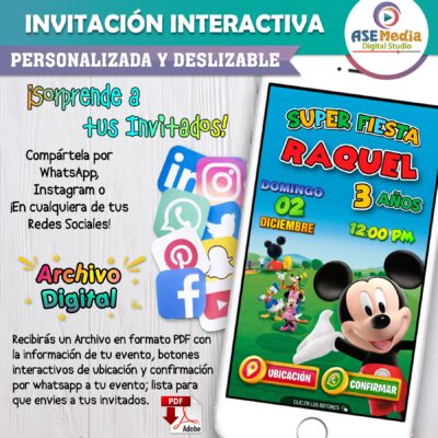 Mickey Mouse y Minnie Mouse – Invitación Interactiva de Cumpleaños para WhatsApp