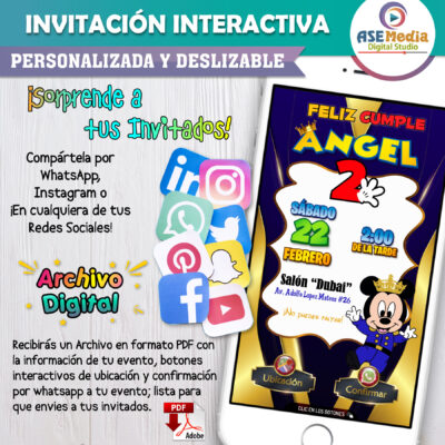 Mickey Mouse Rey – Invitación Interactiva de Cumpleaños para WhatsApp