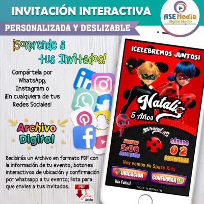 Miraculous Ladybug – Invitación Interactiva de Cumpleaños para WhatsApp
