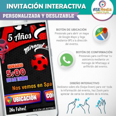 Miraculous Ladybug – Invitación Interactiva de Cumpleaños para WhatsApp