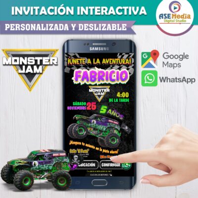Monster Jam – Invitación Interactiva de Cumpleaños para WhatsApp