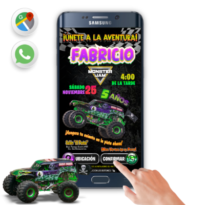 Monster Jam – Invitación Interactiva de Cumpleaños para WhatsApp
