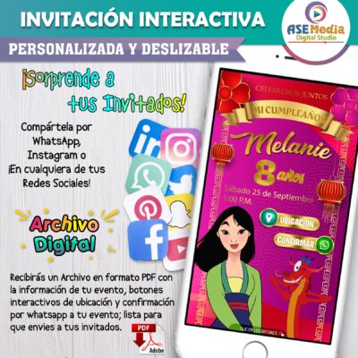 Mulan – Invitación Interactiva de Cumpleaños para WhatsApp