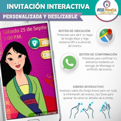 Mulan – Invitación Interactiva de Cumpleaños para WhatsApp