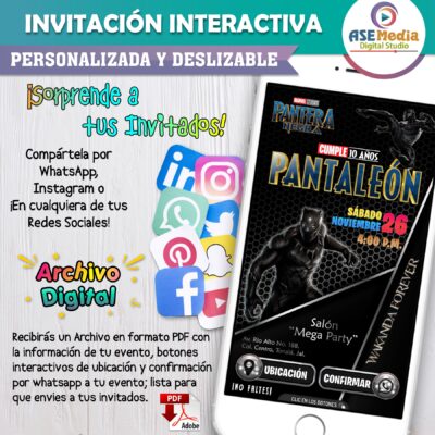 Pantera Negra – Invitación Interactiva de Cumpleaños para WhatsApp