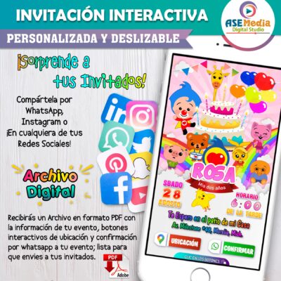 El Payaso Plim Plim Niña – Invitación Interactiva de Cumpleaños para WhatsApp