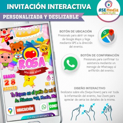 El Payaso Plim Plim Niña – Invitación Interactiva de Cumpleaños para WhatsApp