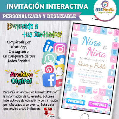 Revelación de Género – Invitación Interactiva para WhatsApp