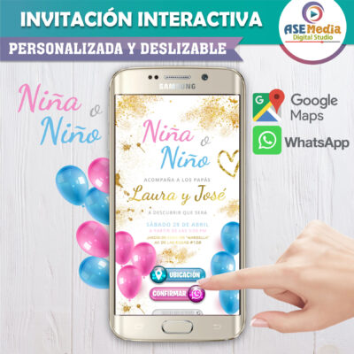 Revelación de Género Modelo 02 – Invitación Interactiva para WhatsApp