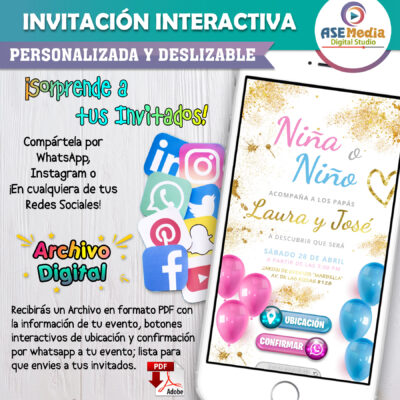 Revelación de Género Modelo 02 – Invitación Interactiva para WhatsApp