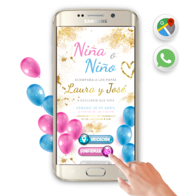 Revelación de Género Modelo 02 – Invitación Interactiva para WhatsApp