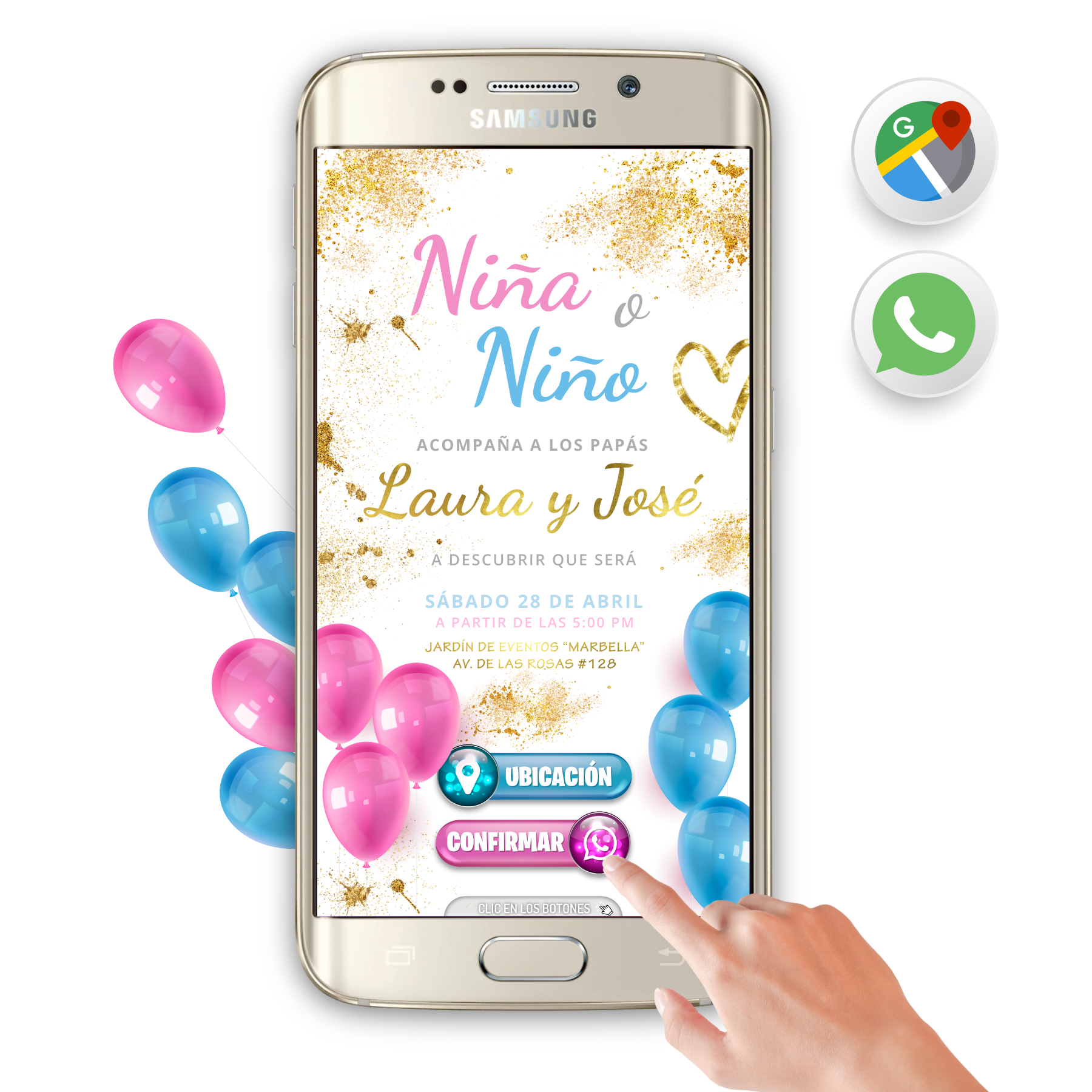 Revelación de Género Modelo 02 – Invitación Interactiva para WhatsApp