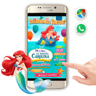Ariel, La Sirenita – 2×1 Invitación Interactiva y Video de Cumpleaños para WhatsApp