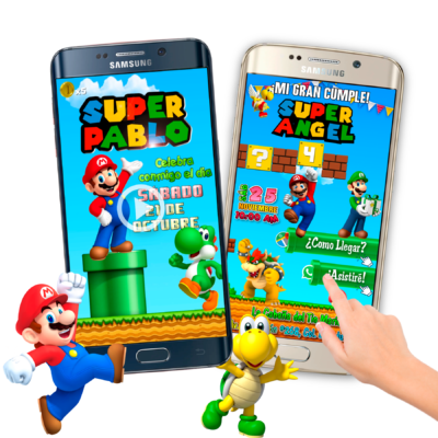 Mario Bros – 2×1 Invitación Interactiva y Video de Cumpleaños para WhatsApp