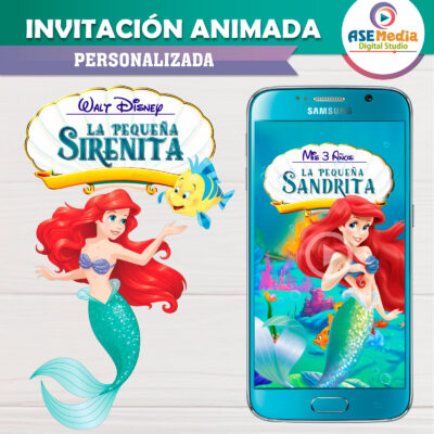 Ariel, La Sirenita – 2×1 Invitación Interactiva y Video de Cumpleaños para WhatsApp