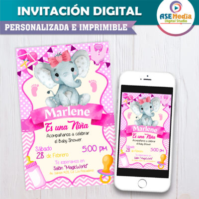 Baby Shower Osito con Globos Azul Cielo Invitación Digital