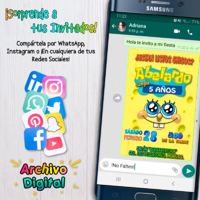 Bob Esponja 02 Invitación Digital de Cumpleaños