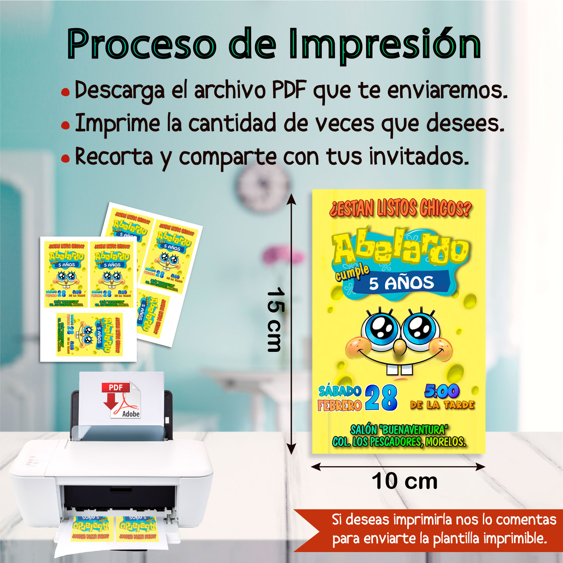 Bob Esponja 02 Invitación Digital de Cumpleaños