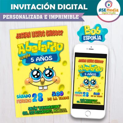 Bob Esponja 02 Invitación Digital de Cumpleaños