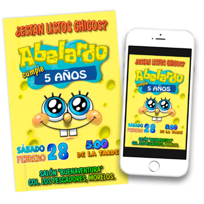 Bob Esponja 02 Invitación Digital de Cumpleaños