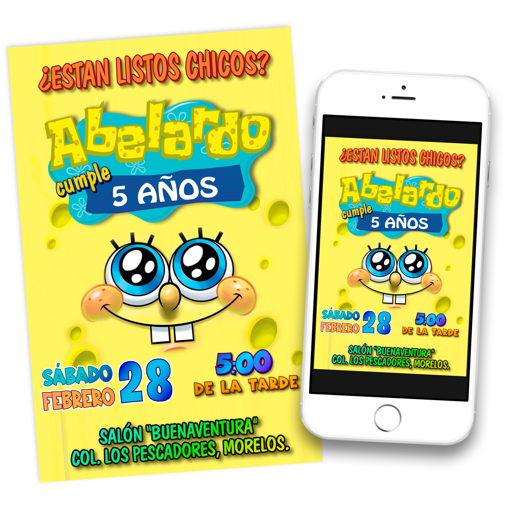 Bob Esponja 02 Invitación Digital de Cumpleaños