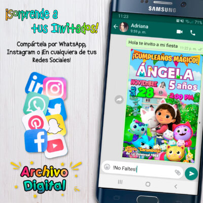 La Casa de Muñecas de Gabby Invitación Digital de Cumpleaños