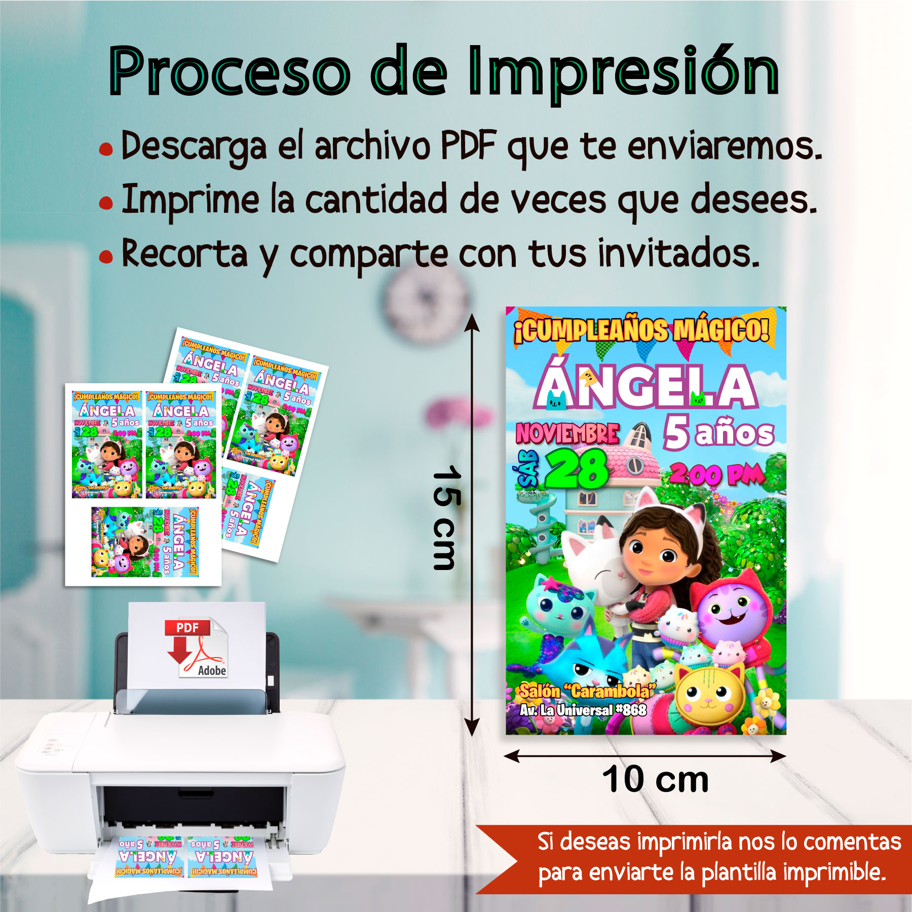 La Casa de Muñecas de Gabby Invitación Digital de Cumpleaños