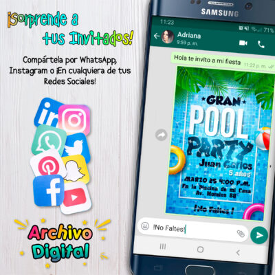 Pool Party de Cumpleaños 02 Invitación Digital de Cumpleaños