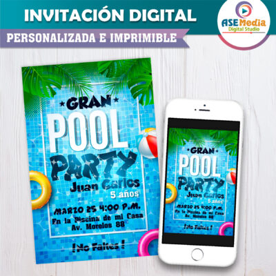 Pool Party de Cumpleaños 02 Invitación Digital de Cumpleaños