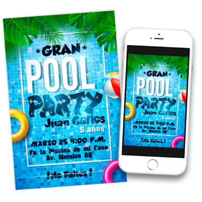 Pool Party de Cumpleaños 02 Invitación Digital de Cumpleaños