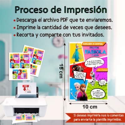 Frozen Estilo Comic Invitación Digital de Cumpleaños
