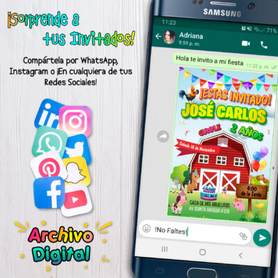 Animalitos de la Granja Invitación Digital de Cumpleaños