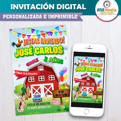 Animalitos de la Granja Invitación Digital de Cumpleaños