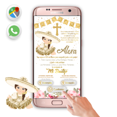 Mi Bautizo de Charra Mexicana – Invitación Interactiva para WhatsApp