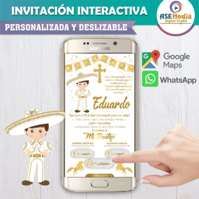 Mi Bautizo Dorado Boho – Invitación Interactiva para WhatsApp