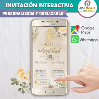 Mi Bautizo Dorado – Invitación Interactiva para WhatsApp