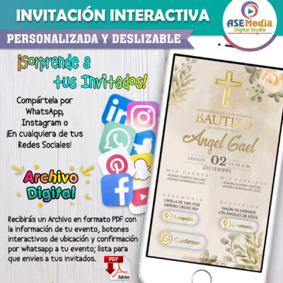 Mi Bautizo Dorado – Invitación Interactiva para WhatsApp