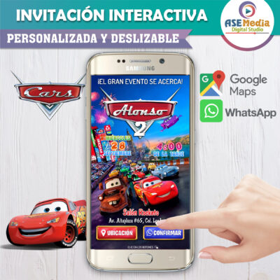 Cars, Rayo McQueen y Mate – Invitación Interactiva de Cumpleaños para WhatsApp