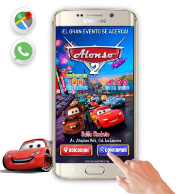 Cars, Rayo McQueen 02 – Invitación Interactiva de Cumpleaños para WhatsApp