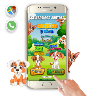 Perritos Cachorritos – Invitación Interactiva de Cumpleaños para WhatsApp