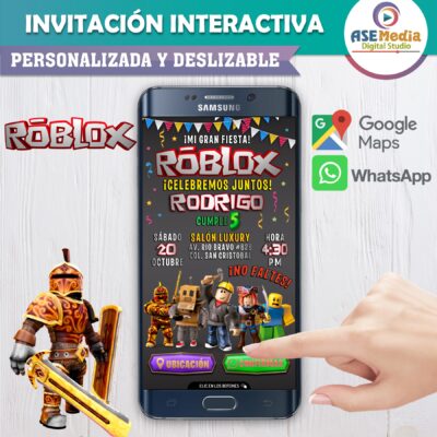 Murder Mystery 2, Roblox – Invitación Interactiva de Cumpleaños para WhatsApp