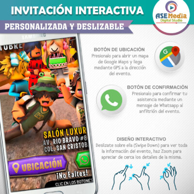 Murder Mystery 2, Roblox – Invitación Interactiva de Cumpleaños para WhatsApp