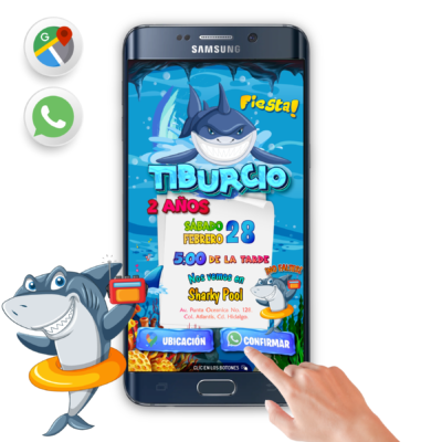 Tiburón – Invitación Interactiva de Cumpleaños para WhatsApp