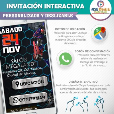 Transformers Optimus Prime – Invitación Interactiva de Cumpleaños para WhatsApp